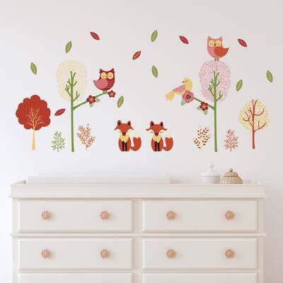 Walplus Animals Forest Flowers Trees Autumn Wall Sticker Nursery Decor