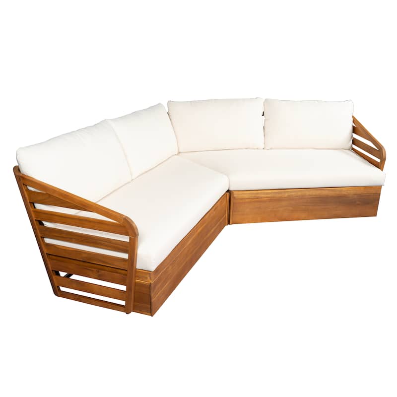 Christopher Knight Home - Drusilla Acacia Wood Patio V Sofa Set