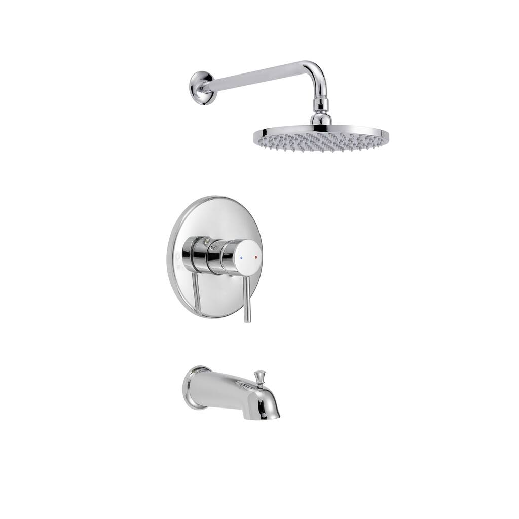 SAFAVIEH Solea Almyra Round Bathtub And Shower Faucet Set with Slim Lever Handle - 6Wx6Dx13H
