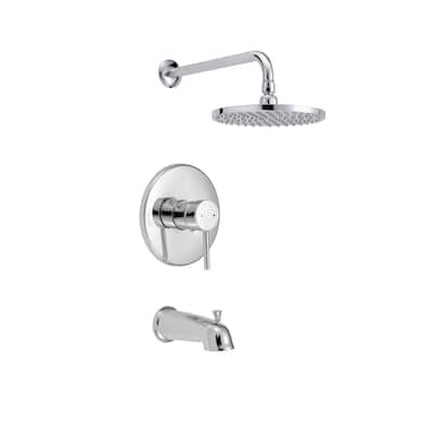 SAFAVIEH Solea Evoke Round Bathtub and Shower Faucet Set with Slim Lever Handle