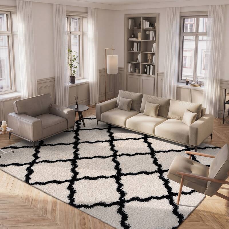 SAFAVIEH Dallas Shag Hacer Trellis 1.5-inch Thick Rug