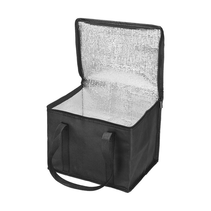 11.4"x9.1"x9.1" Insulated Reusable Grocery Bag Food Delivery Tote Bag, Black