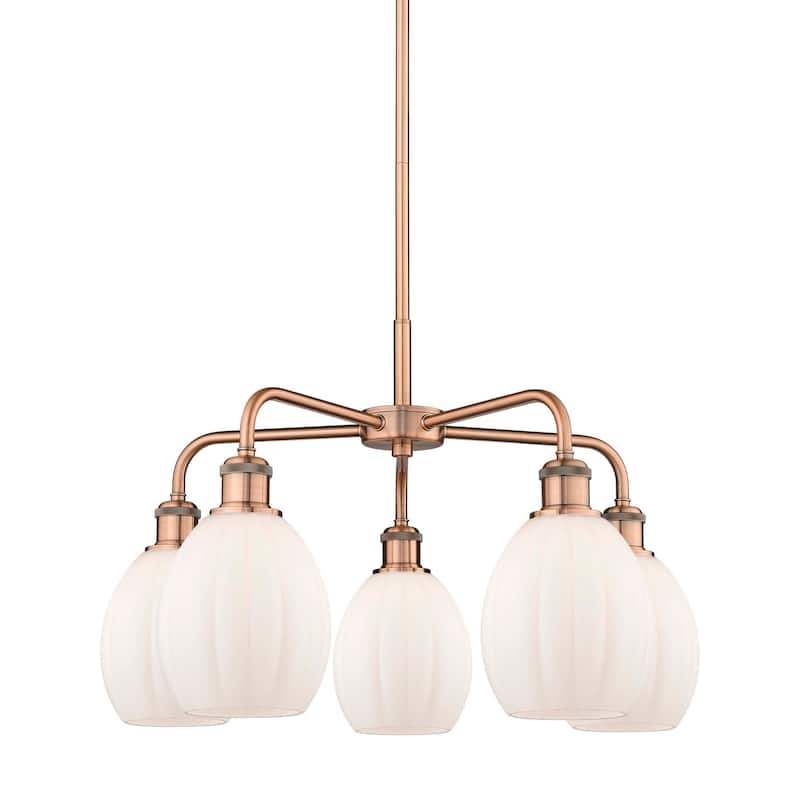 Innovations Lighting 516-5CR-16-24 Eaton Chandelier Eaton 5 Light 24" - Antique Copper / Matte White