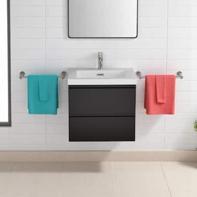 24" Floating Bathroom Vanity with Resin Sink, Modern Wall-Mounted Storage Cabinet with Soft Close Drawers