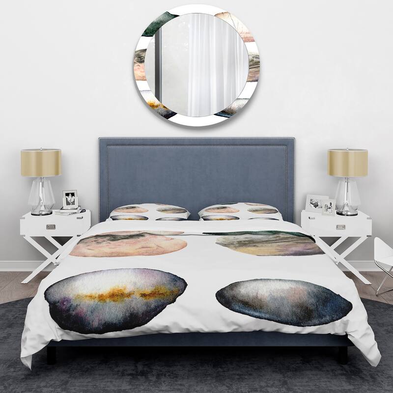 Designart 'Six Abstract Sea Stones' Nautical & Coastal Duvet Cover Set