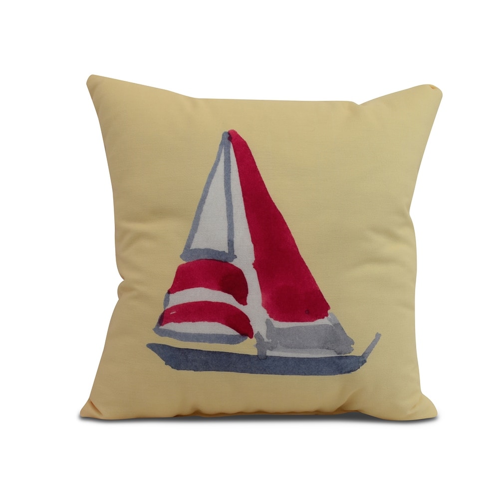 16 x 16 Inch Sail Away Geometric Print Outdoor Pillow