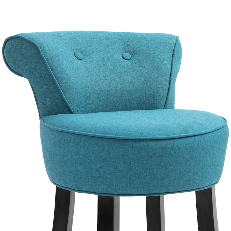 HOMCOM Small Modern Accent Chair with Wooden Legs Bedroom Dressing Chair Makeup Dressing Stool, Soft Seat and Backrest, Blue
