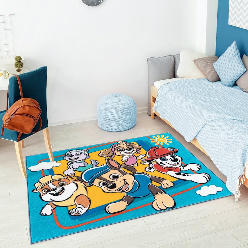 Licensed Nickelodeon Paw Patrol Team Multi-Colored Easy Care Non-Slip Soft Polyester Kids Rug 3x5 - 3' 4" x 4' 6"