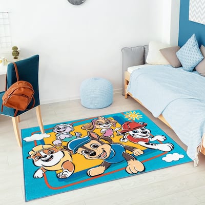 Licensed Nickelodeon Paw Patrol Team Multi-Colored Easy Care Non-Slip Soft Polyester Kids Rug 3x5 - 3' 4" x 4' 6"