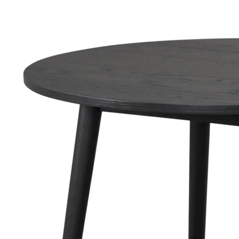 Yely Round Dining Table, Shaker-Style Legs, Black Rubberwood, 42 Inch