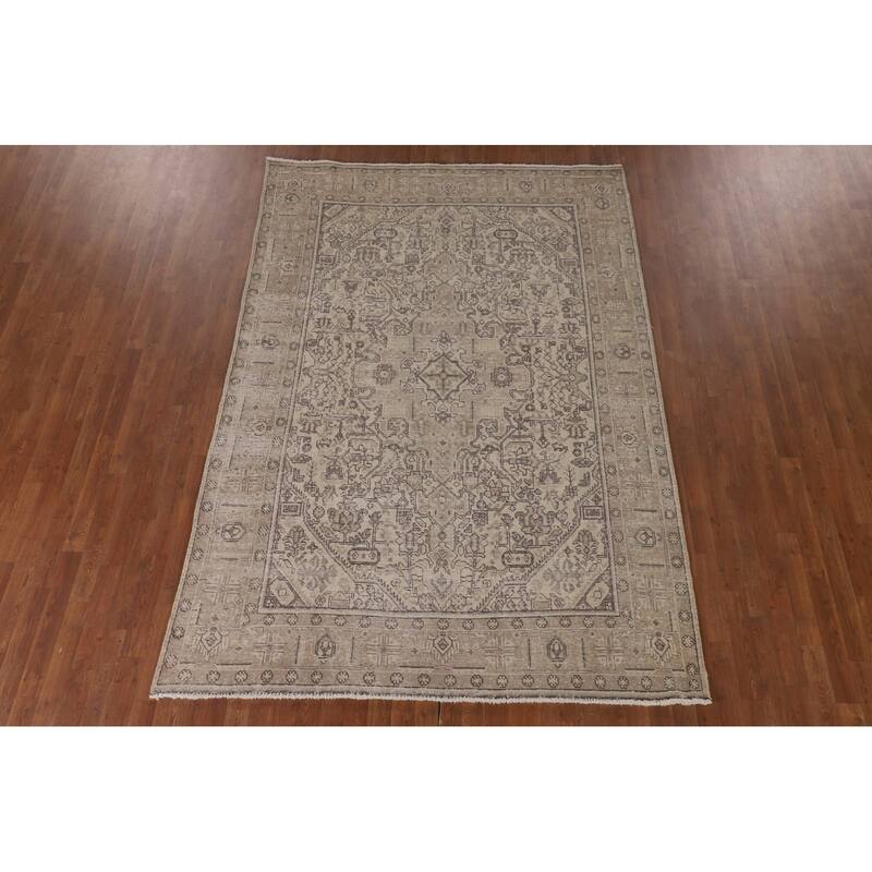 Distressed Tabriz Persian Vintage Rug Handmade Traditional Wool Carpet - 6'5"x 9'2"