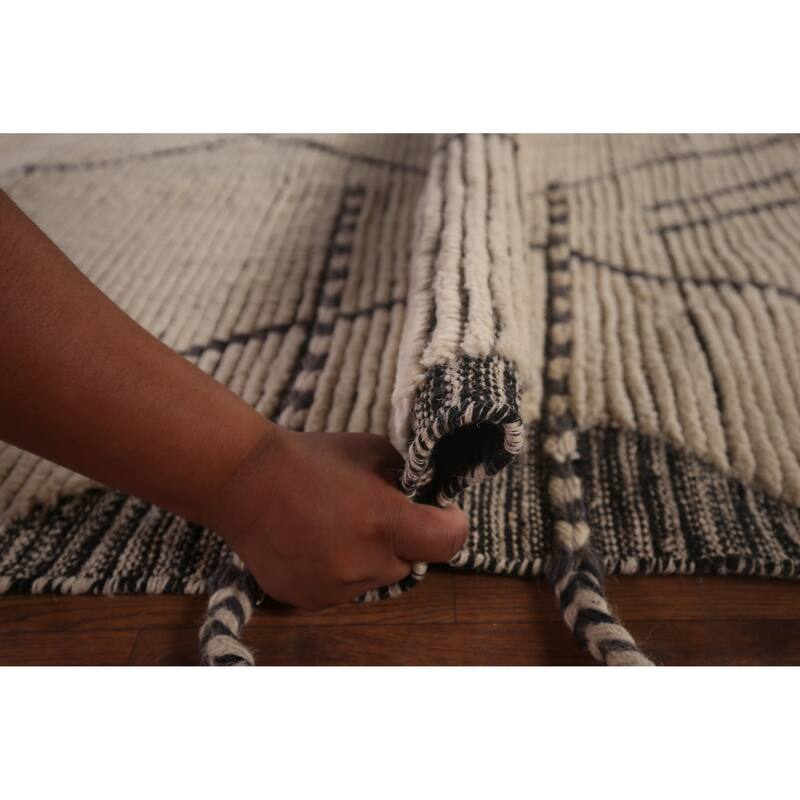 Trellis Moroccan Large Area Rug Hand-Knotted Wool Carpet - 11'4"x 15'6"