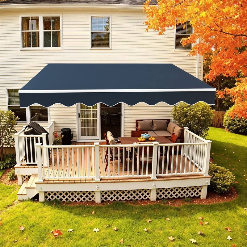 MCombo10x8Feet Manual Retractable Patio Door Window Awning Sunshade Shelter Outdoor Canopy