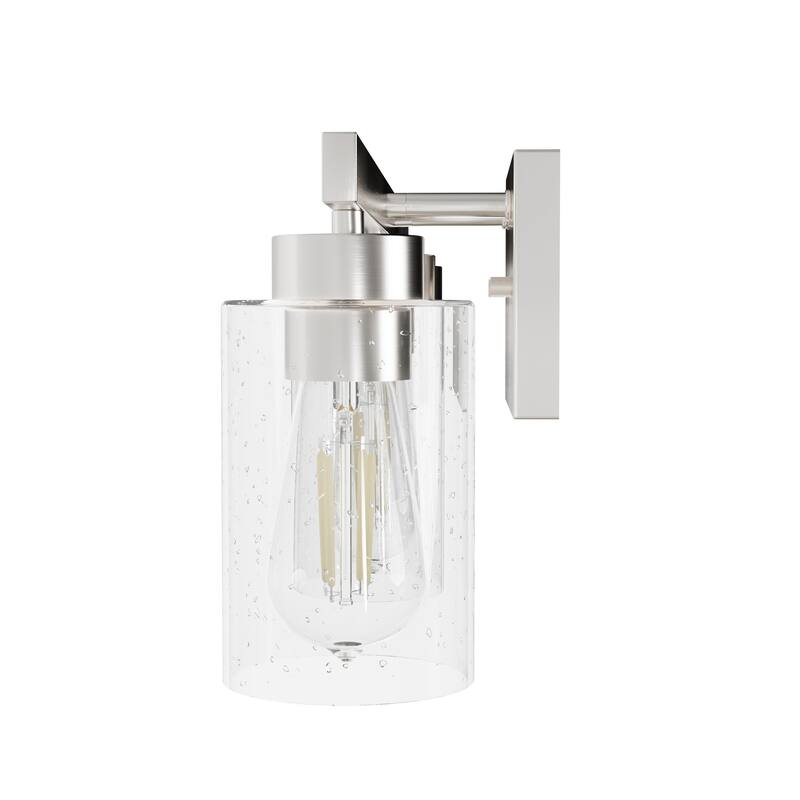 Hunter Hartland Bathroom Vanity Wall Light, Damp Rated - Transitional, Rustic, Contemporary - Clear Seeded Glass