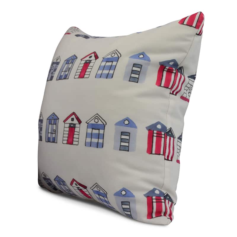 16 x 16 Inch Multi Beach Hut Stripe Print Outdoor Pillow