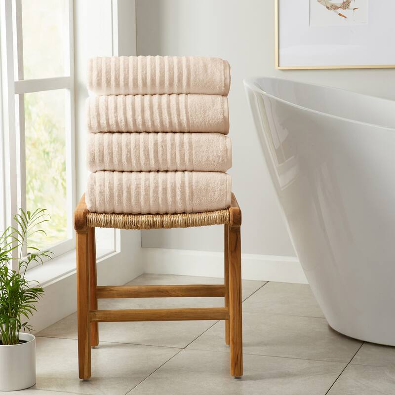 Linery & Co. Combed Cotton Bath Towel Set - Bath Towel (Pack of 4) - Pink Sand