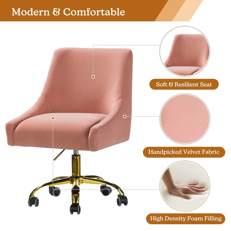 Carina Modern Upholstery Task Chair with Golden Base by HULALA HOME