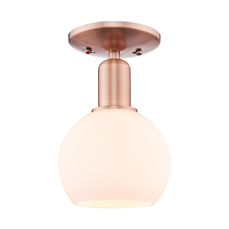 Innovations Lighting 716-1C-10-6 Athens Semi-Flush Athens 6" Wide - Antique Copper / Matte White