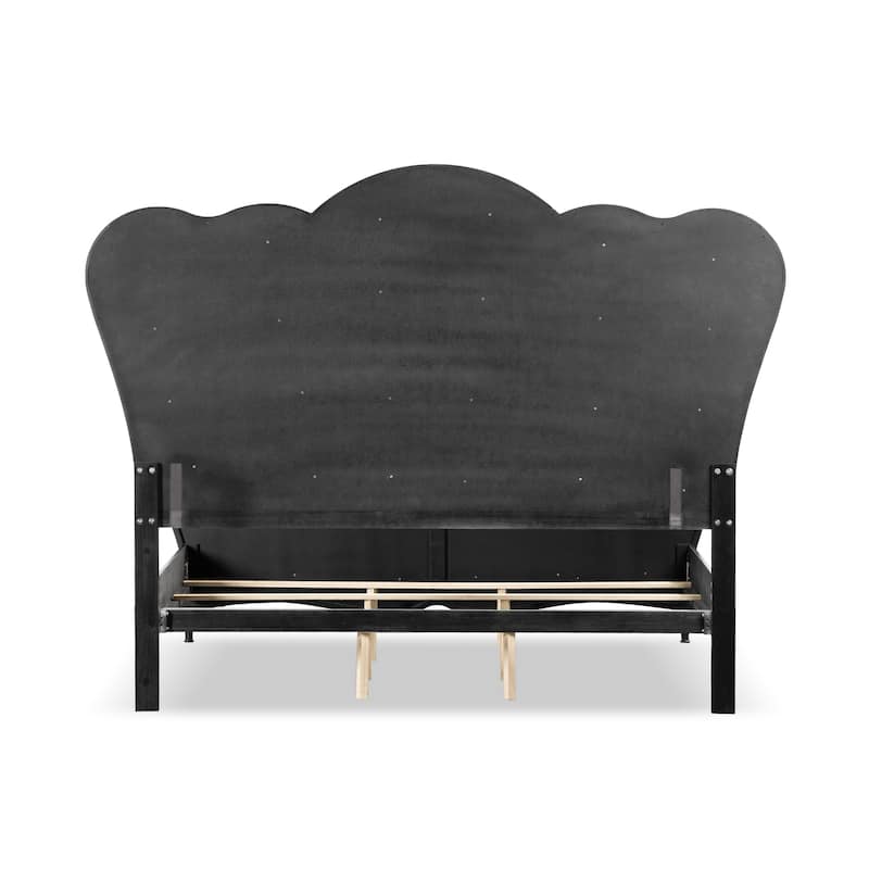 Furniture of America Seabliss Glam Solid Wood Fabric Upholstered Platform Bed