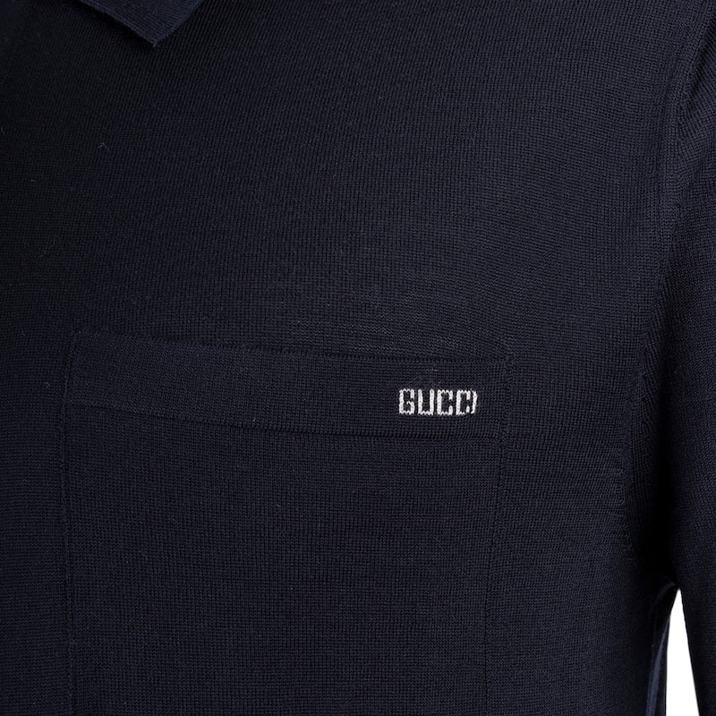 Gucci Men's Fine Wool Knit Polo Top