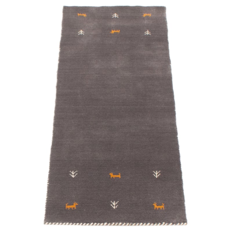 Kashkuli Gabbeh Grey Rug 1'11" x 5'10" - 1'11 x 5'10