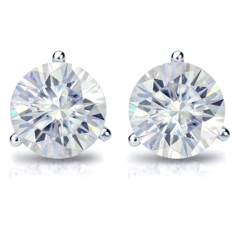 Auriya 1 1/2ctw Round Moissanite Stud Earrings 14k Gold Martini-set - 5.9 mm