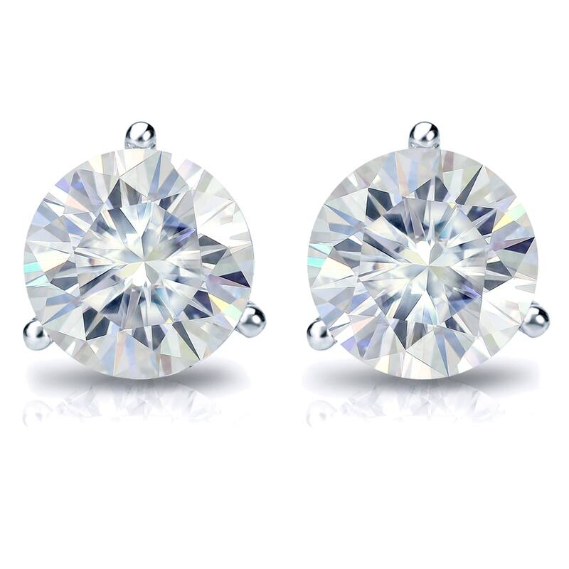 Auriya 3 1/2ctw Round Moissanite Stud Earrings 14k Gold Martini-set - 7.8 mm