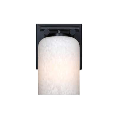 Bluestone Ridge 6 in. 1-Light Matte Black Indoor Wall Sconce Light for Bathrooms - 9.25
