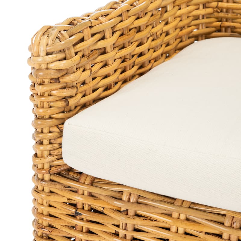 SAFAVIEH Permelia Rattan Accent Chair with Cushion - 24" W x 27.6" L x 35" H - 24Wx28Dx35H