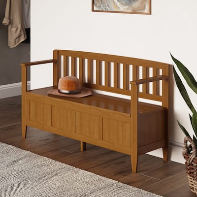 WYNDENHALL Riverside SOLID WOOD 48 inch Wide Contemporary Entryway Storage Bench - 20 inch wide