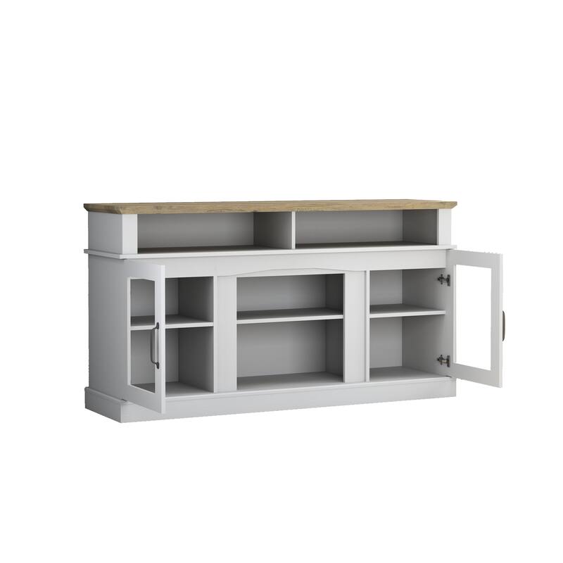 58 Inch TV Stand with Storage Cabinet and Shelves, TV Console Table Entertainment Center for Living Room,Bedroom