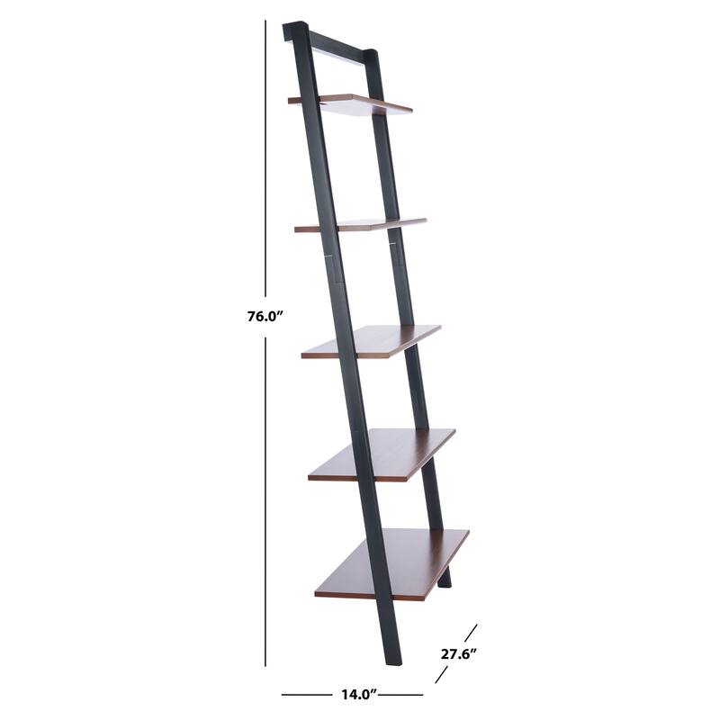 SAFAVIEH Vukica 5-Tier Leaning Etagere Bookcase - 27.6" W x 14" L x 76" H - 28Wx14Dx76H