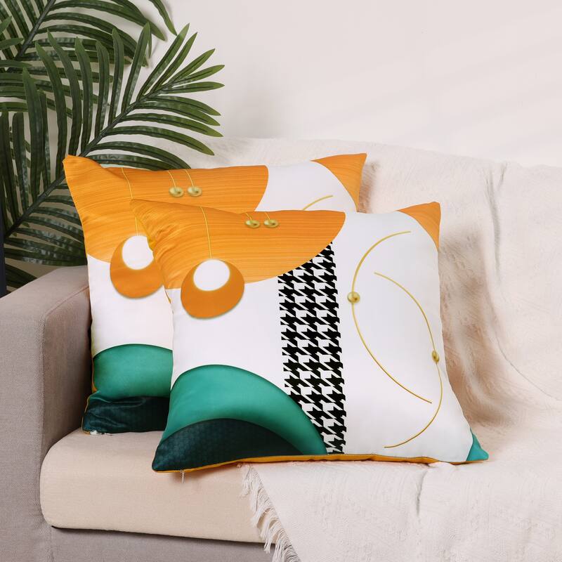 2 Pcs Patterned Flower Decorative Pillow Covers Satin Pillow Protector for Home