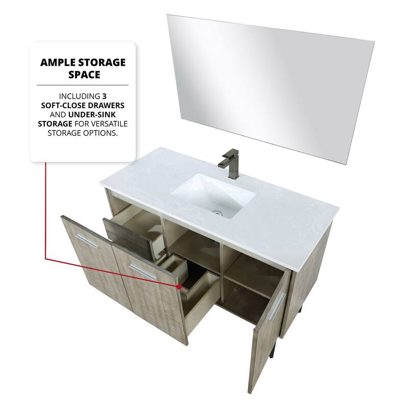 Lancy Rustic Acacia Bath Vanity, Cultured Marble Top and Mirror