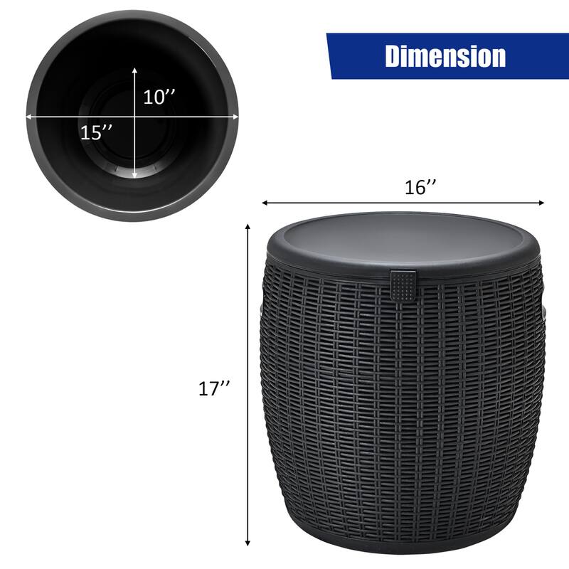 Gymax 9.5-Gal Patio Ice Cooler Bucket Cool Bar Table Cocktail Side - 16'' x 17''