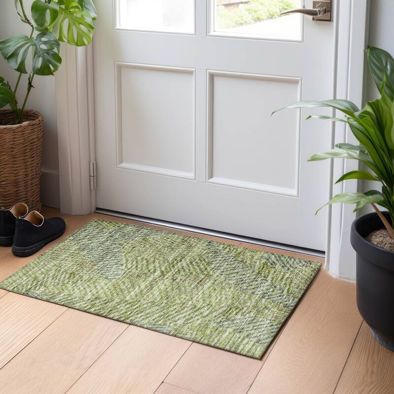 Premium Washable Super Soft Modern Floral Mayfield Rug - Green - 1' 8" x 2' 6" - Rectangle