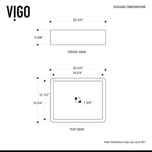 dimension image slide 1 of 2, VIGO Petunia 23"L x 16"W MatteStone Vessel Sink and Cornelius Wall Mount Faucet Set