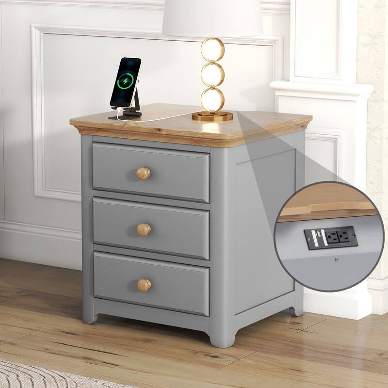 3-Pieces/1-Piece Bedroom Sets Full/Queen Size Platform Bed with Nightstand(USB Charging Ports) and 6-Drawer Storage Chest