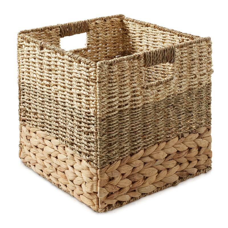 Mixed Weave Hyacinth Seagrass Storage Basket Set Natural Wicker