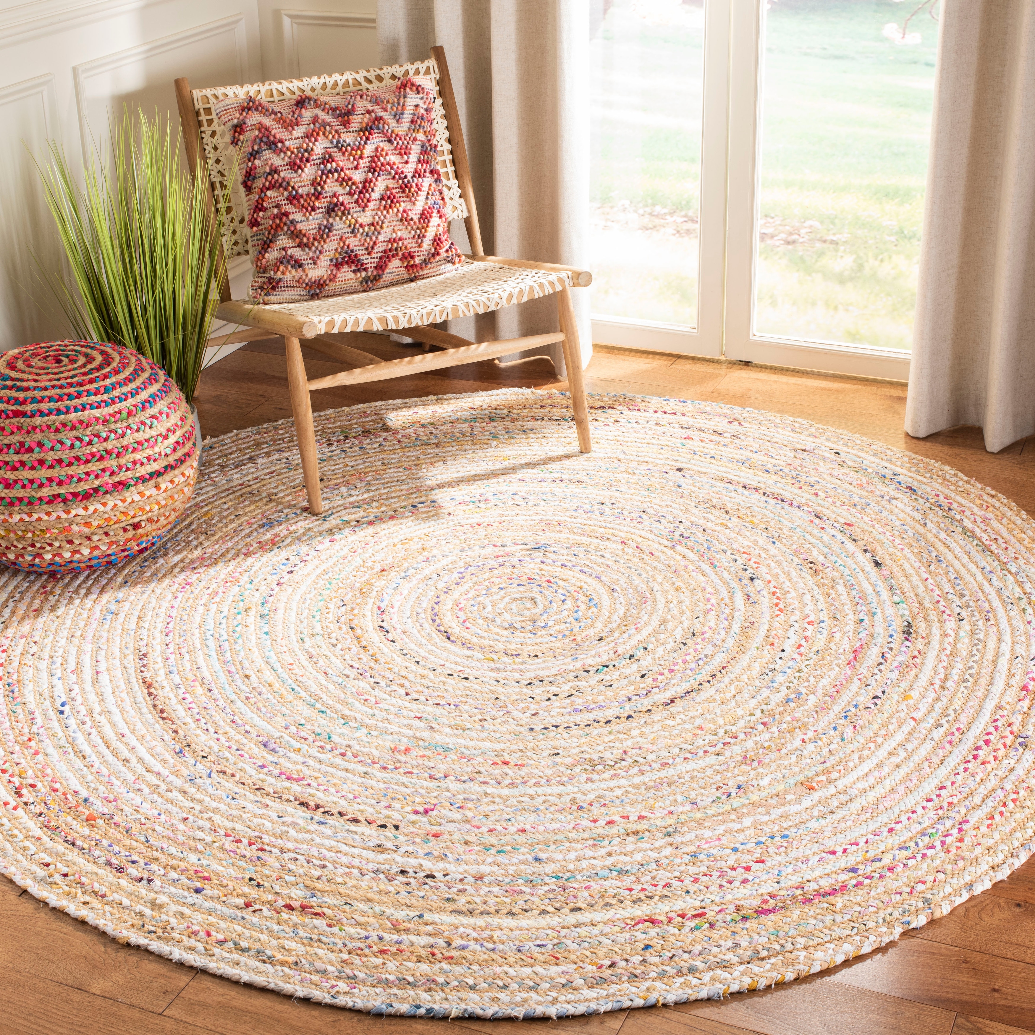 Home Decor Indian Braided Jute Rug Bohemian Area Rug Handmade Carpet 3 Feet Rugs 