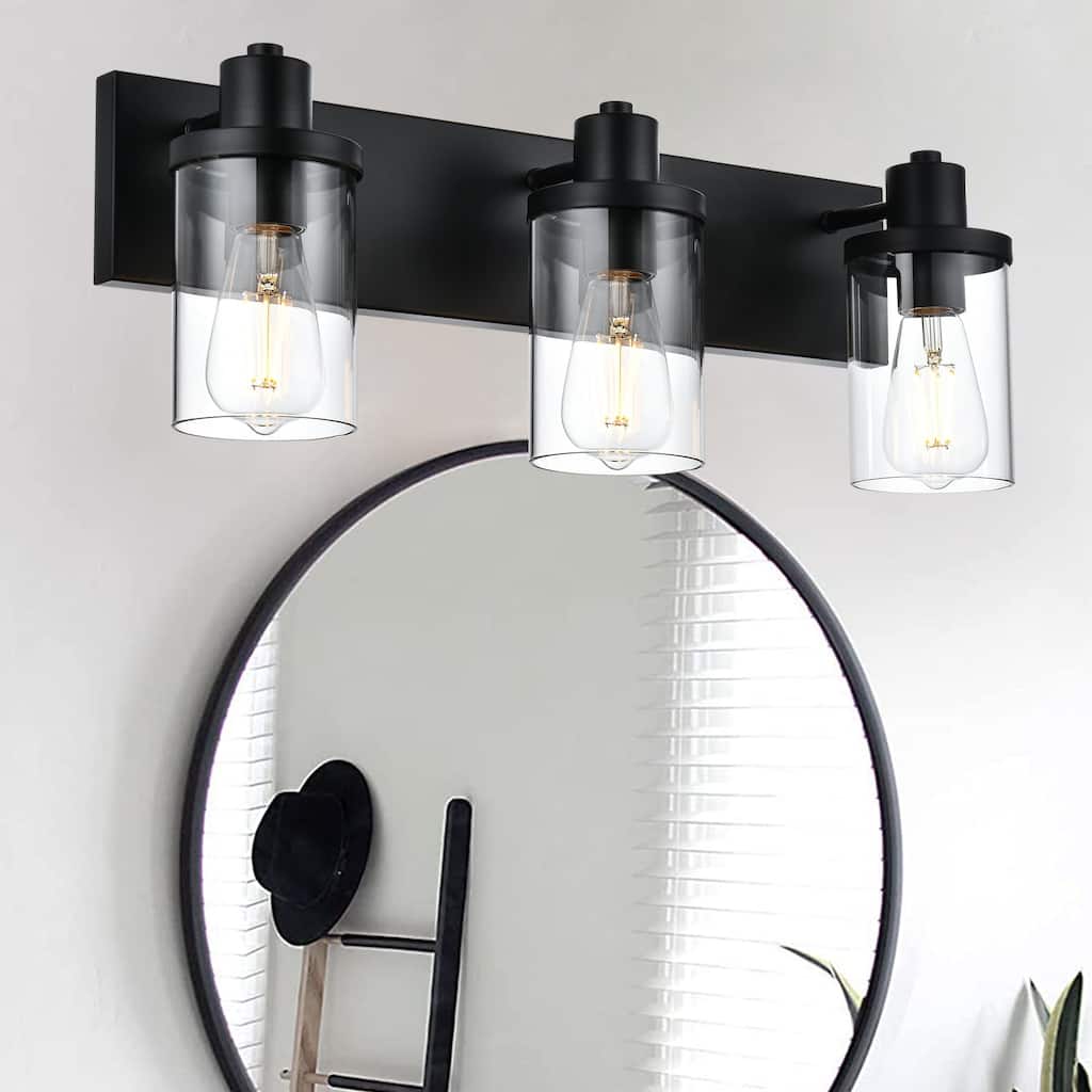 3 Light Bathroom Vanity Lighting with Clear Glass Shade