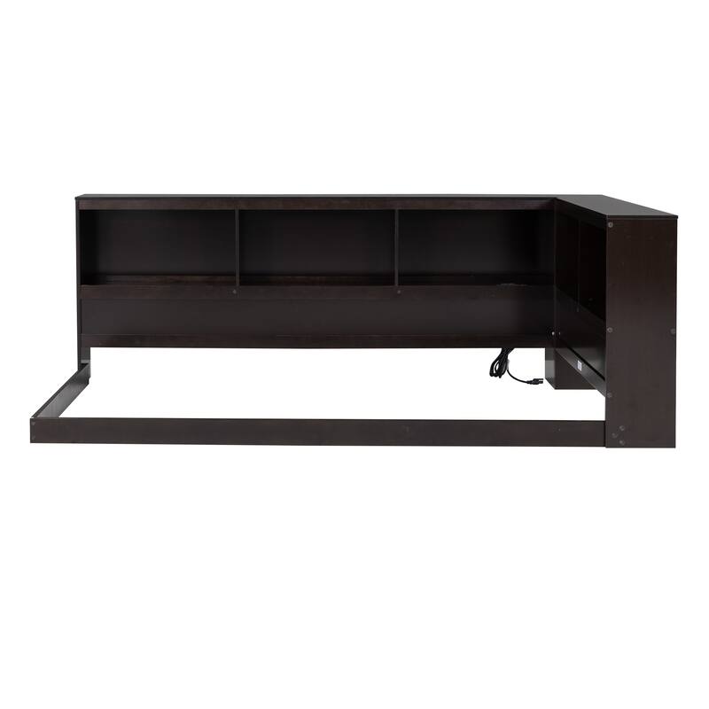 Wood Twin Size Daybed With Storage Cabinets And Usb Ports