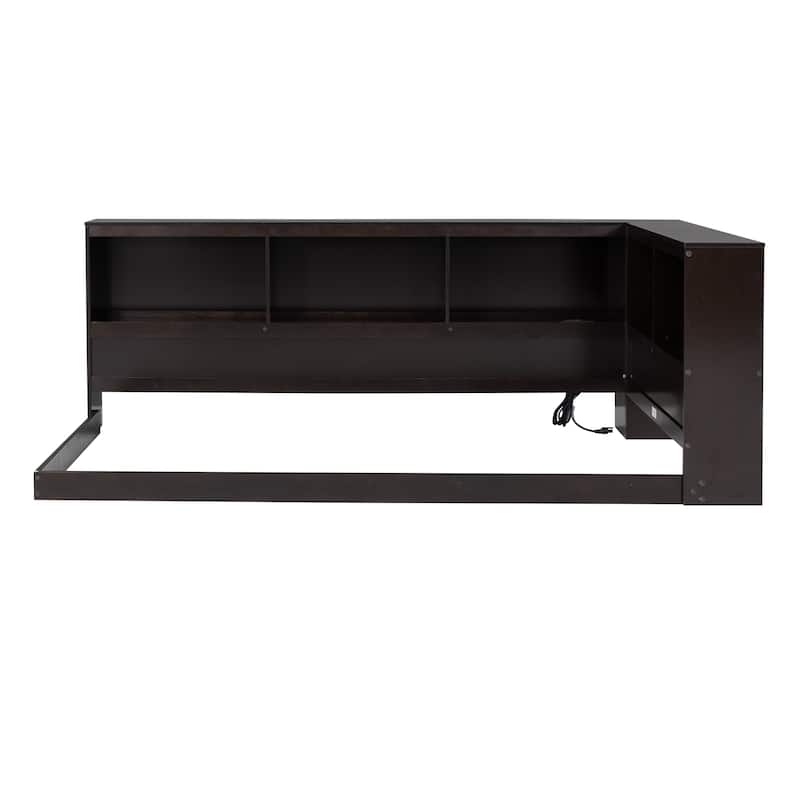 Wood Twin Size Daybed with Storage Cabinets and USB Ports