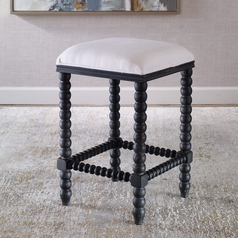 Upholstered Backless Counter Stool - 25.5" - Black and White