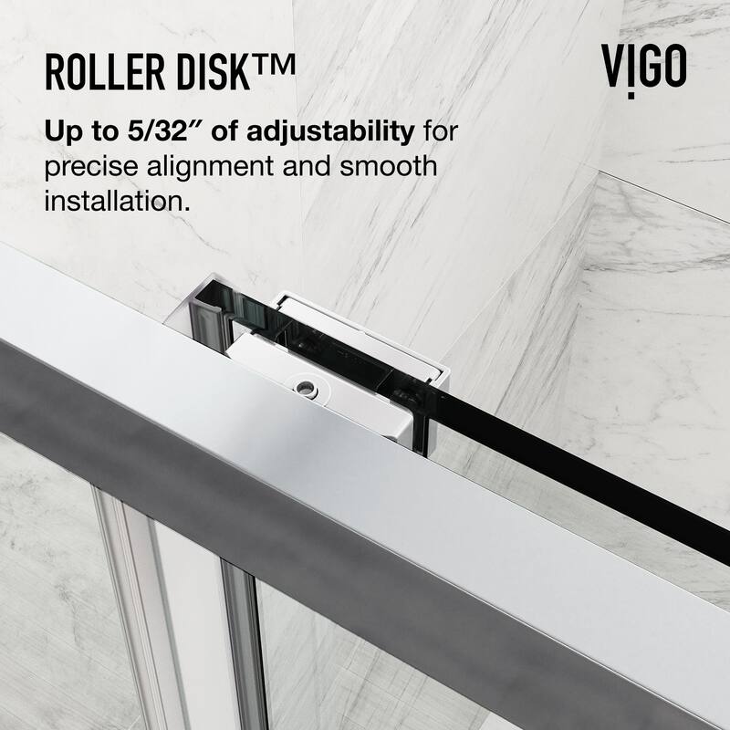 VIGO Paloma 56 to 60 in. W x 74 in. H Semi-Frameless Double-Sliding Shower Door with Clear Tempered Glass