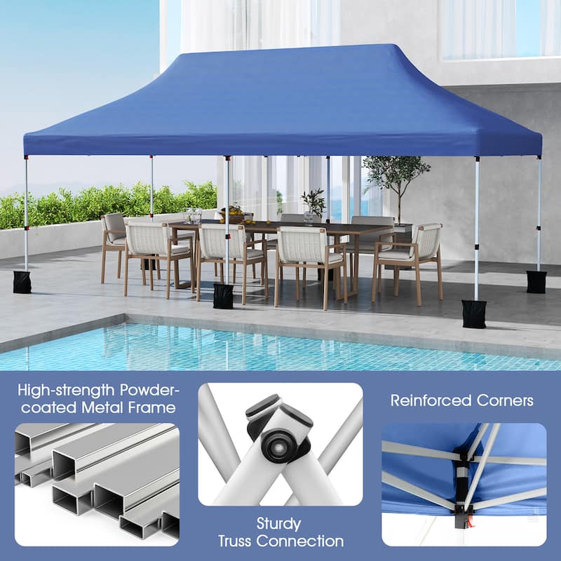Gymax 10 x 20FT Pop-up Canopy Tent Folding Instant Sun Shelter w/ 3