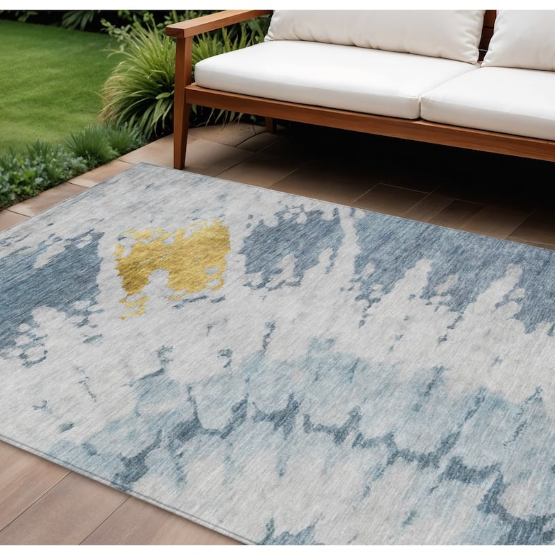HomeRoots Abstract Transitional Rectangle Outdoor Rug - 9' X 12'
