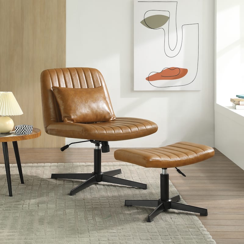 Art Leon Swivel and Adjustable Accent Chair with Ottoman