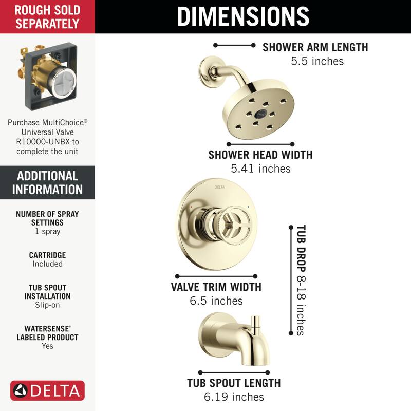 Delta T14458 Trinsic Monitor 14 Series Tub and Shower Trim Package