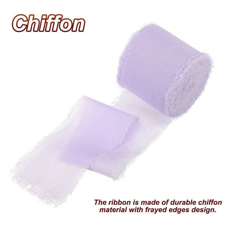 Fringe Chiffon Silk Ribbon 1.5" 3 Roll Handmade Frayed Ribbon